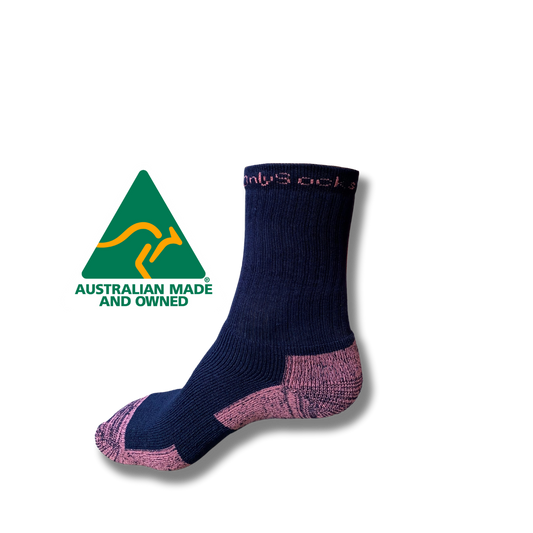 Only Socks Bamboo worksock Pink with Australian made logo